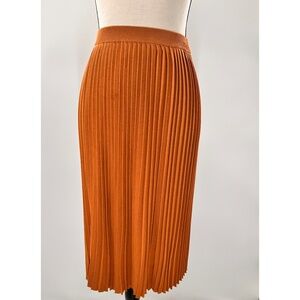 T- Tahari Pleated Soft Elastic Waist Mid Burnt Orange  Color Skirt, S/P